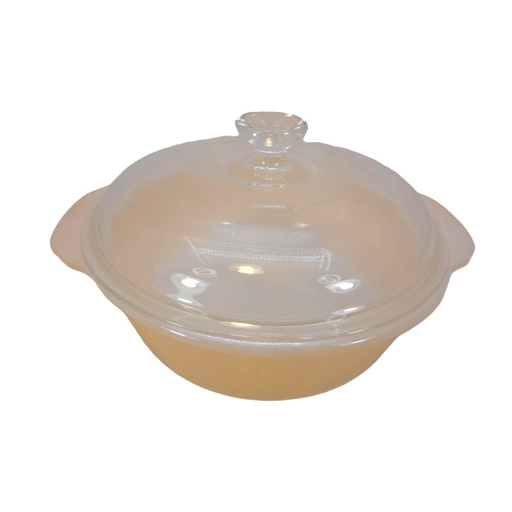 Anchor Hocking Fire-King Casserole‎ Dish Excellent Peach Luster Lid Tab Handles